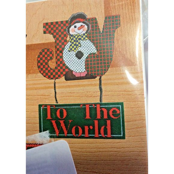 Greeters Plastic Canvas Kit 1430 Christmas Door Wall Hanging Snowman Joy 13"x18" - Picture 8 of 8